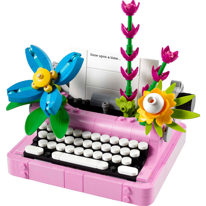 Typemachine met bloemen