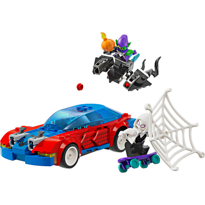 Spider-Man racewagen en Venom Green Goblin