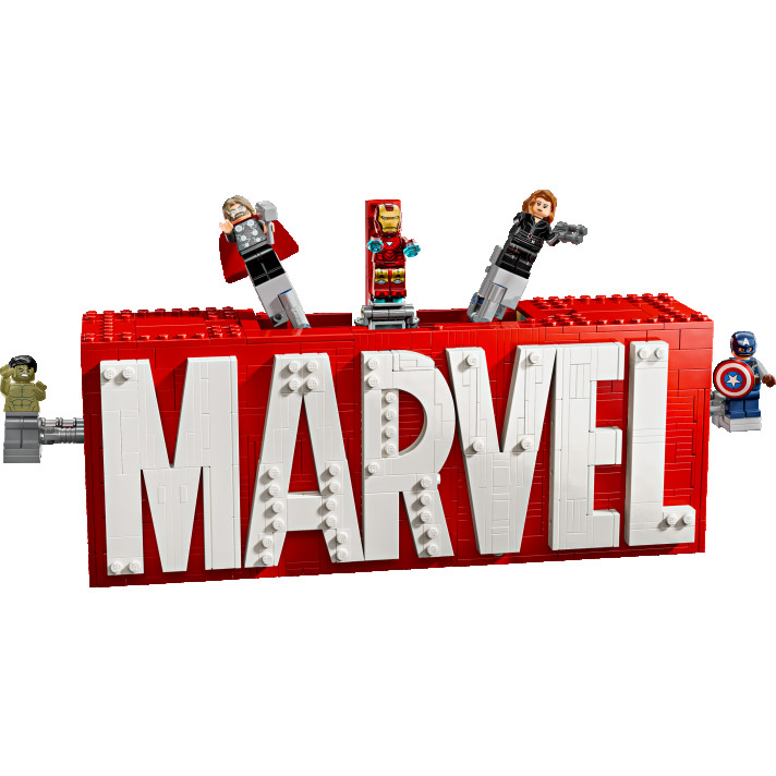 MARVEL logo en minifiguren