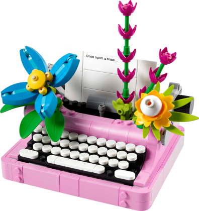 Typemachine met bloemen